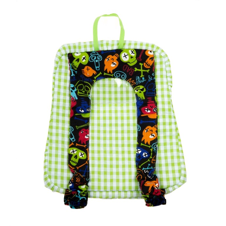 Mochila con cremallera estampado calavera verde 1