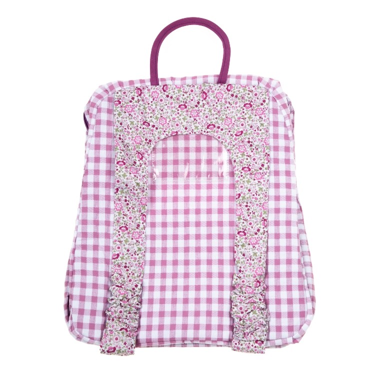 Mochila con cremallera estampado flor lila 1