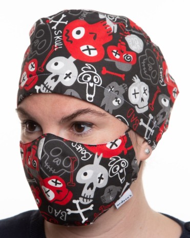 Gorro quirúrgico estampado calaveras