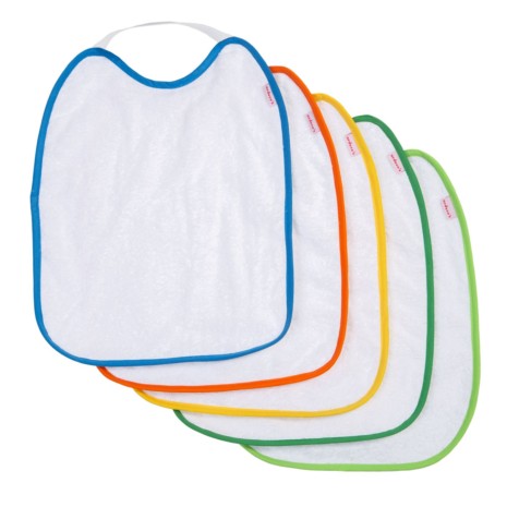 Pack de 5 baberos de toalla con biés de colores