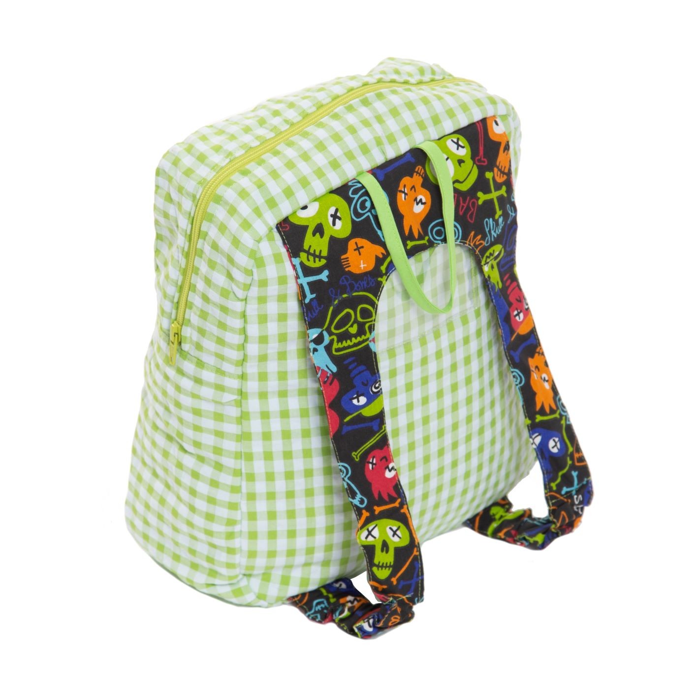 Mochila con cremallera estampado calavera verde 2