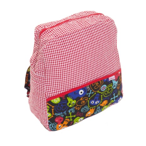 Mochila con cremallera estampado calavera roja