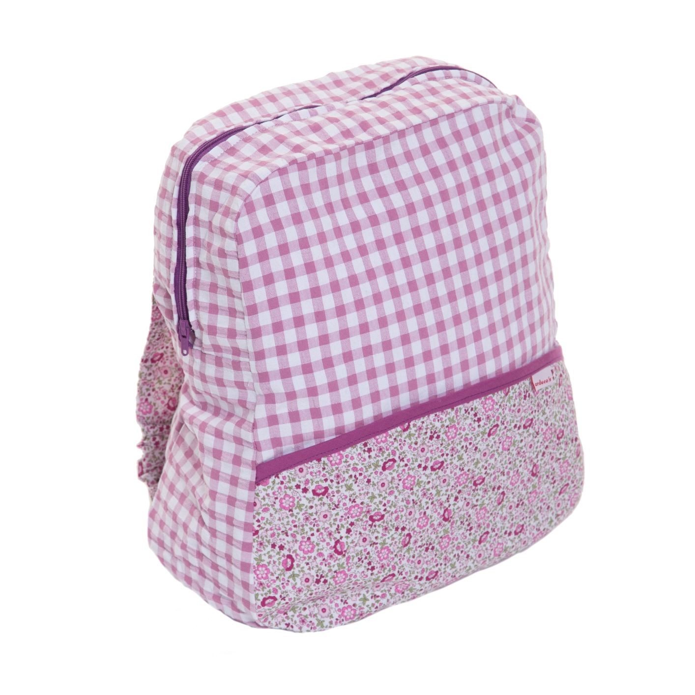 Mochila con cremallera estampado flor lila