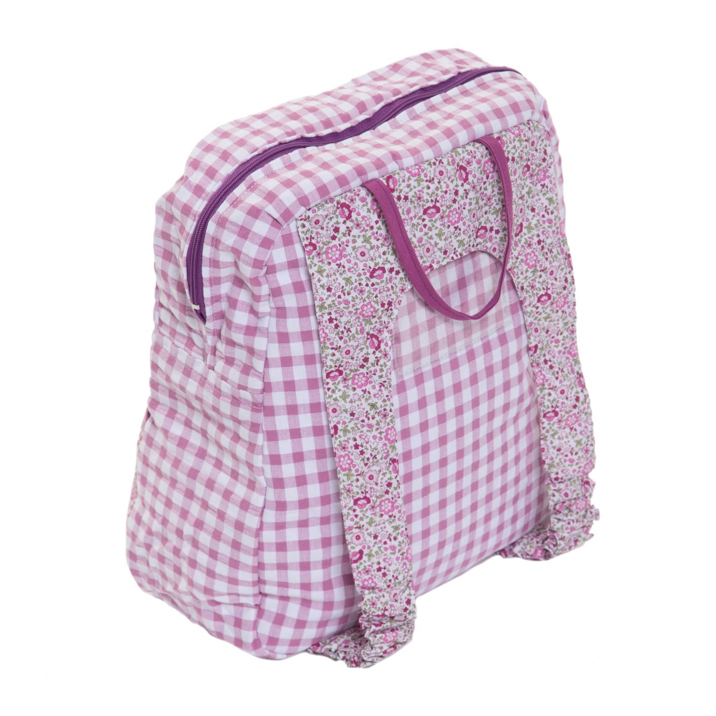 Mochila con cremallera estampado flor lila 2